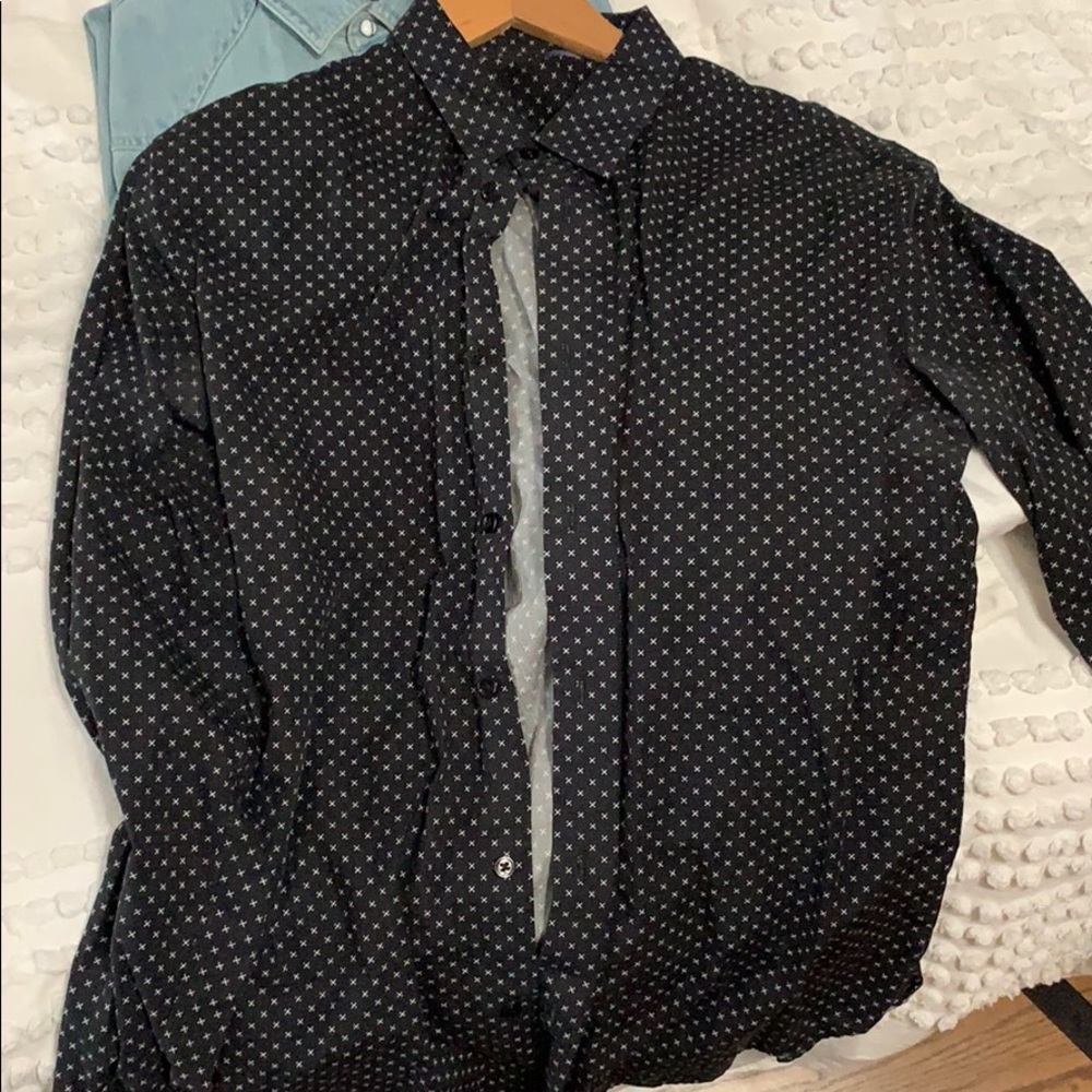Theory black pattern button up
